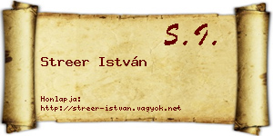 Streer István névjegykártya